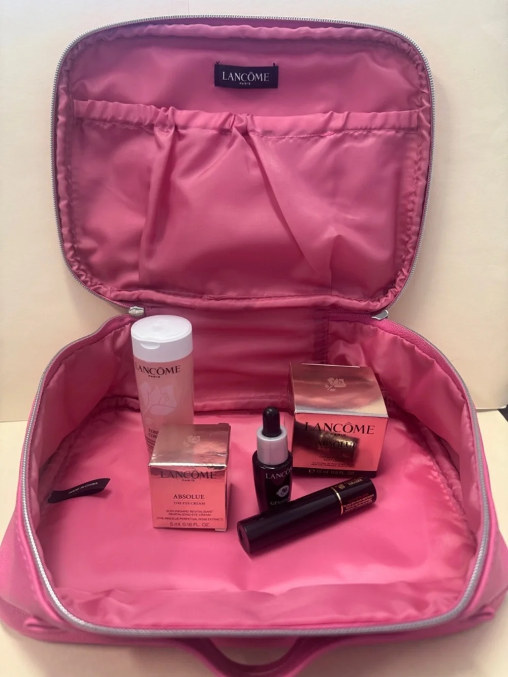 LANCOME 6p Absolue Face & Eye Cream Tonique Confort Génifique Serum Bag NIB